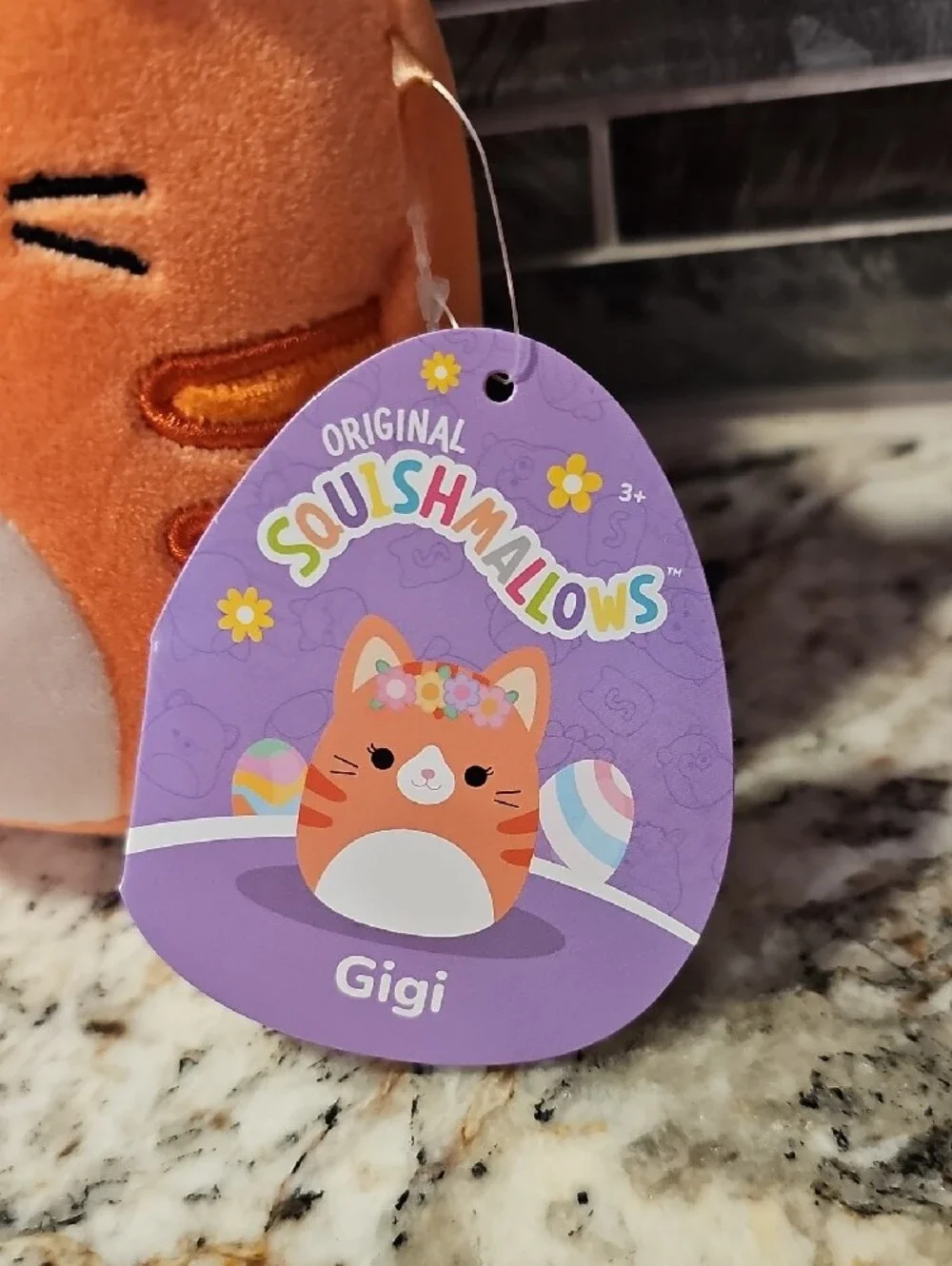 Squishmallows Orange and White Gigi Plush Tag